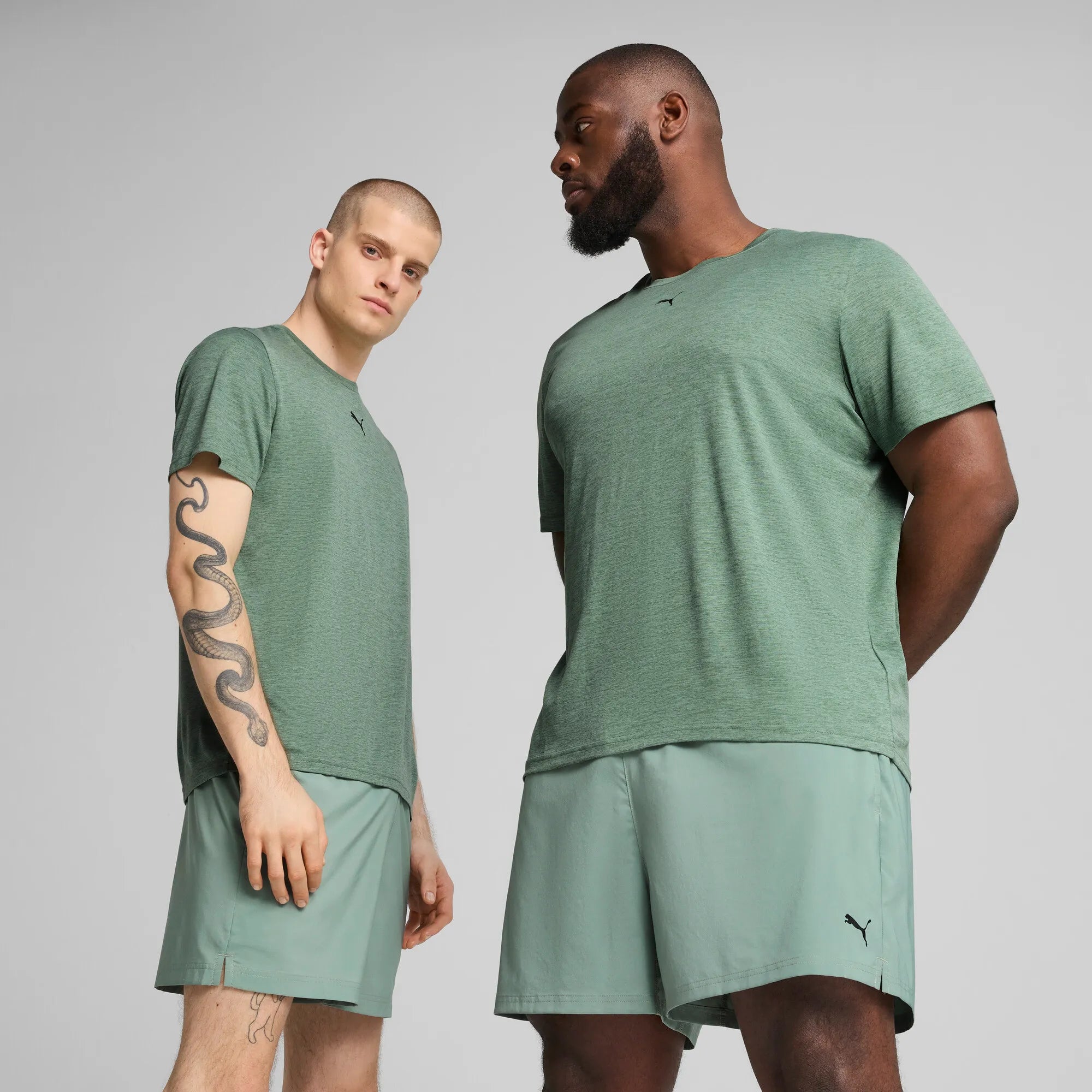 Puma Essentials Heather Cat Tee Green Moon Heather