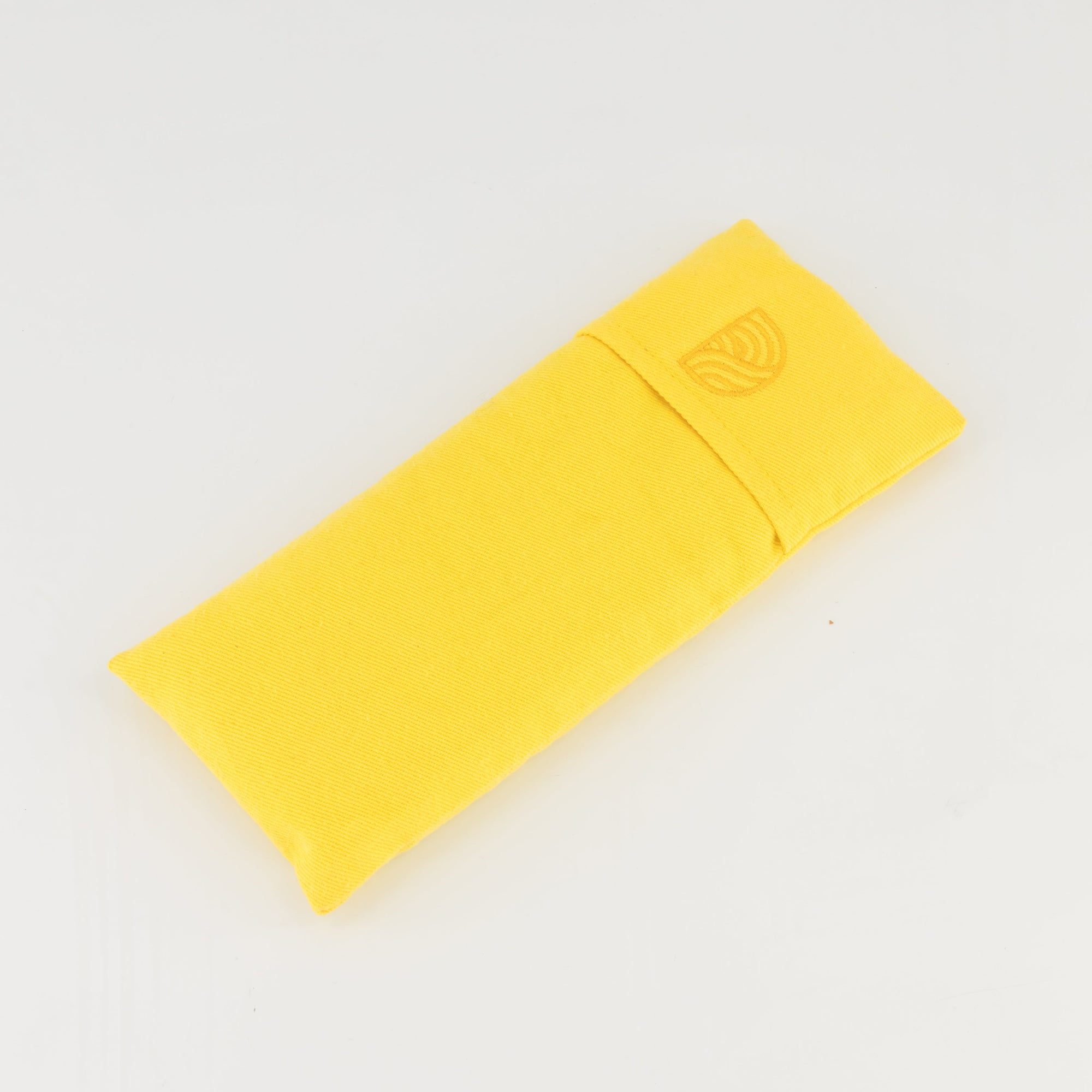 Comforting Flax Seed Eye Pillow for Savasana Relaxation, Yellow Cotton Cover